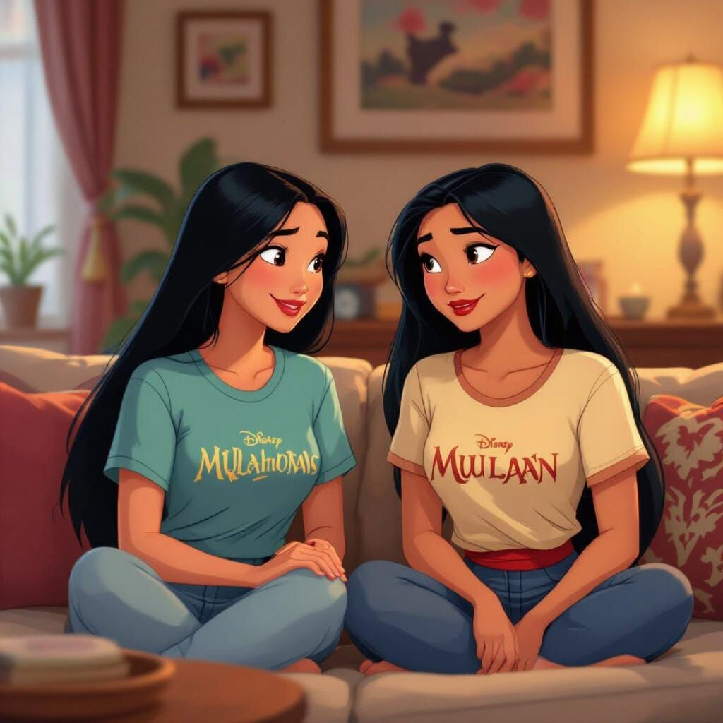 Disney Characters Swap Outfits in Cozy Living Room