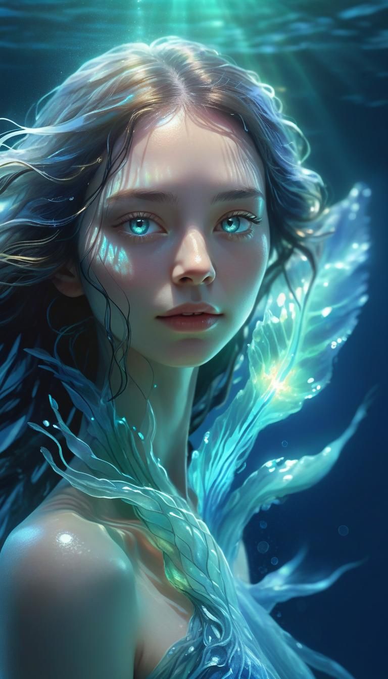 Azure Water Creature in Magical Realism Style
