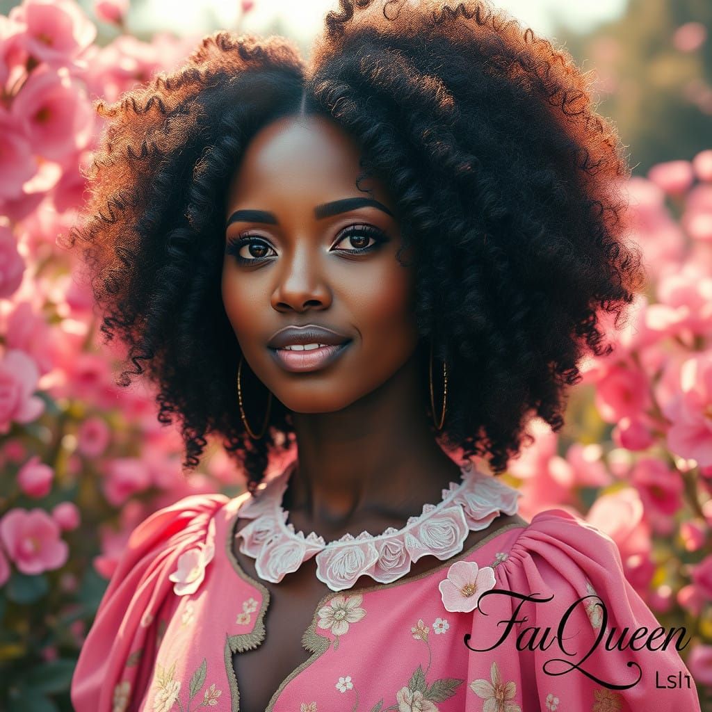 African American Goddess in Mystic Floral Realm