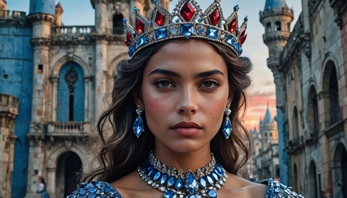 Model in Castle with Diamond Crown, Portrait