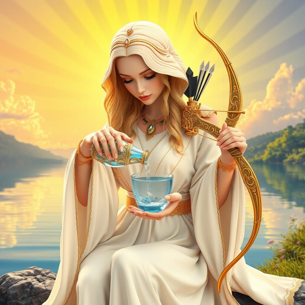 Blonde Tarot Reader Achieves Balance in 3D Digital Art