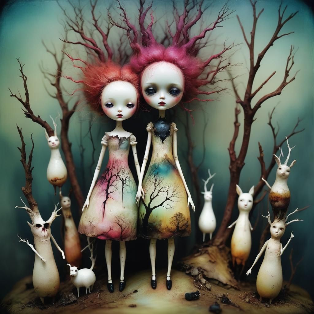 Surreal Creepy Art Dolls in Deep Saturation