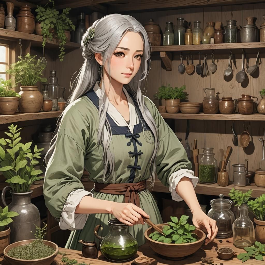 Anime Herbalist in 18th Century Style