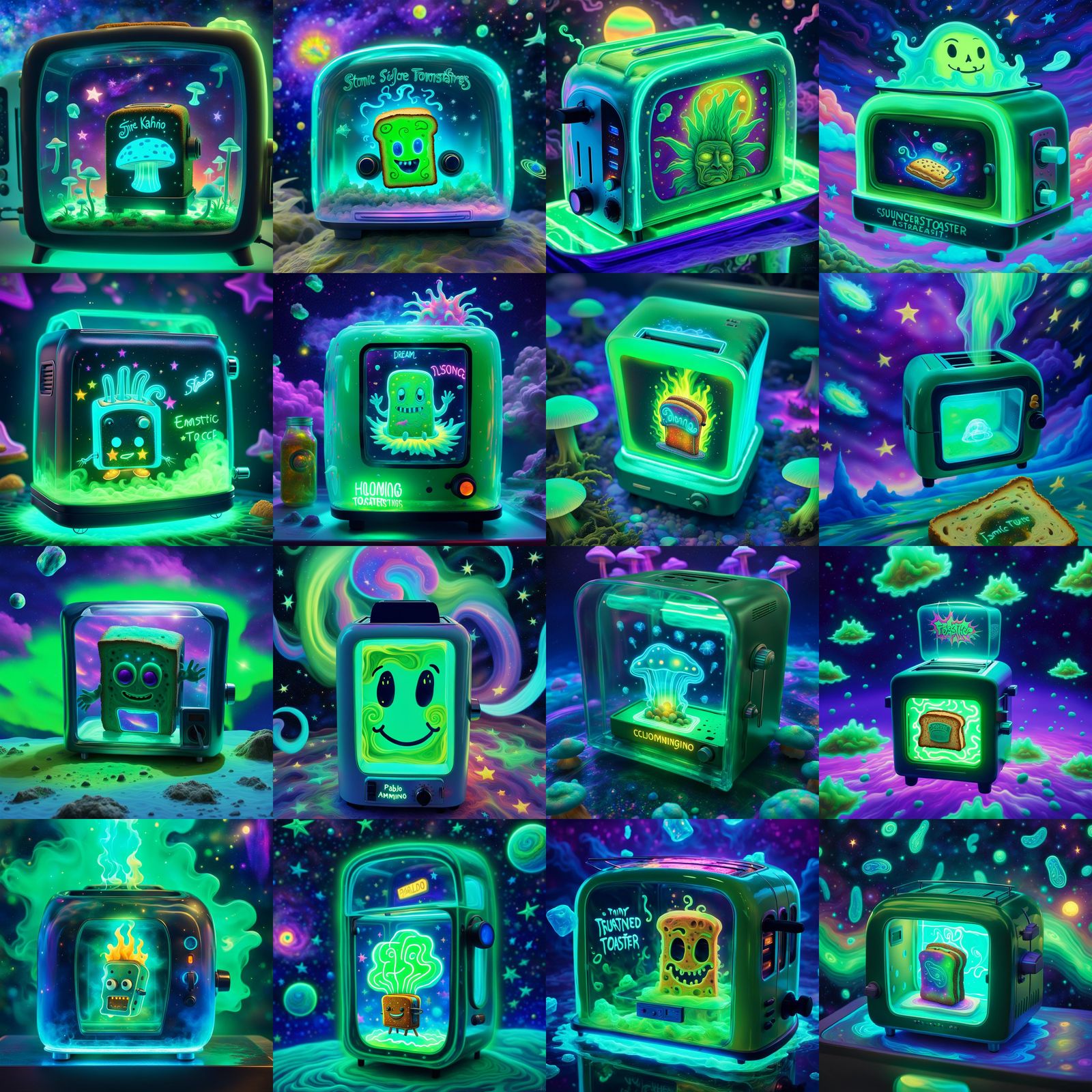 Stoned Toaster Character in Astral Illustration