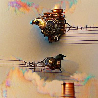 Steampunk Birds on a Wire Engine