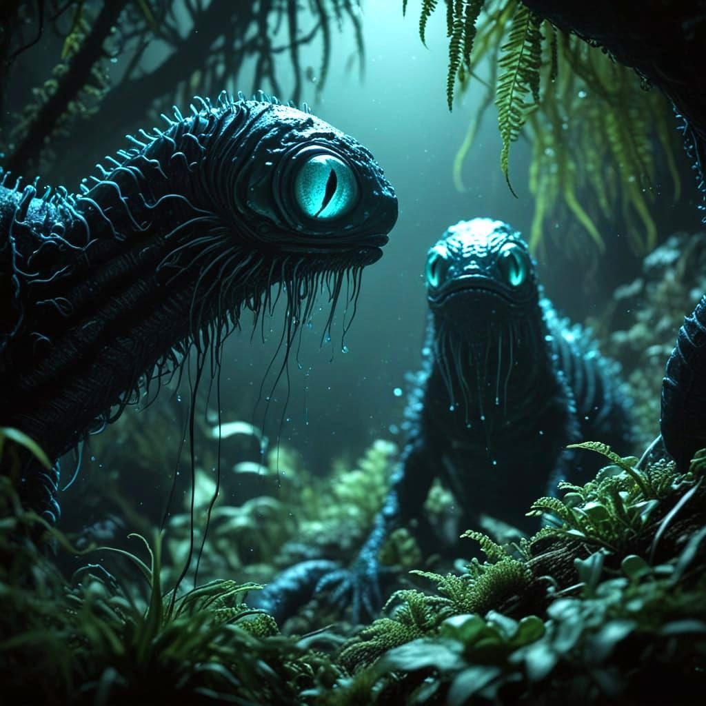 Giant Predatory Worms in a Gloomy Alien Ocean