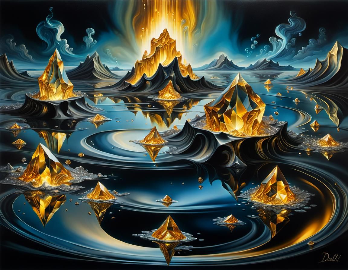 Surreal Floating Crystals in Liquid Metal