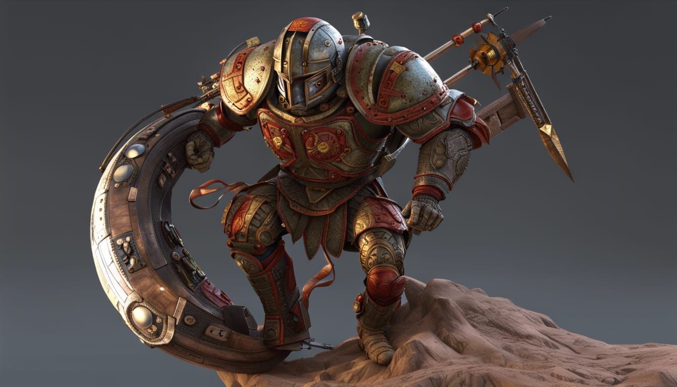 Futuristic Roman Centurion Surfing to Earth
