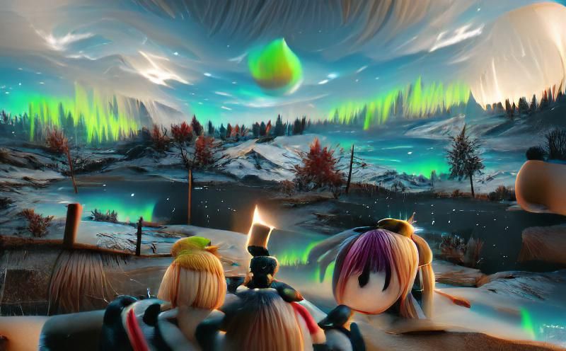 Spectacular Northern Lights in Anime Style