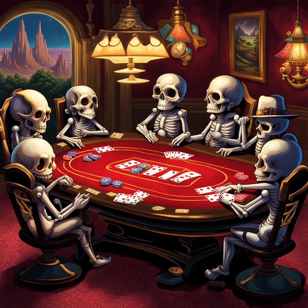 Skeletons Play Strip Poker, Lowbrow Art Style