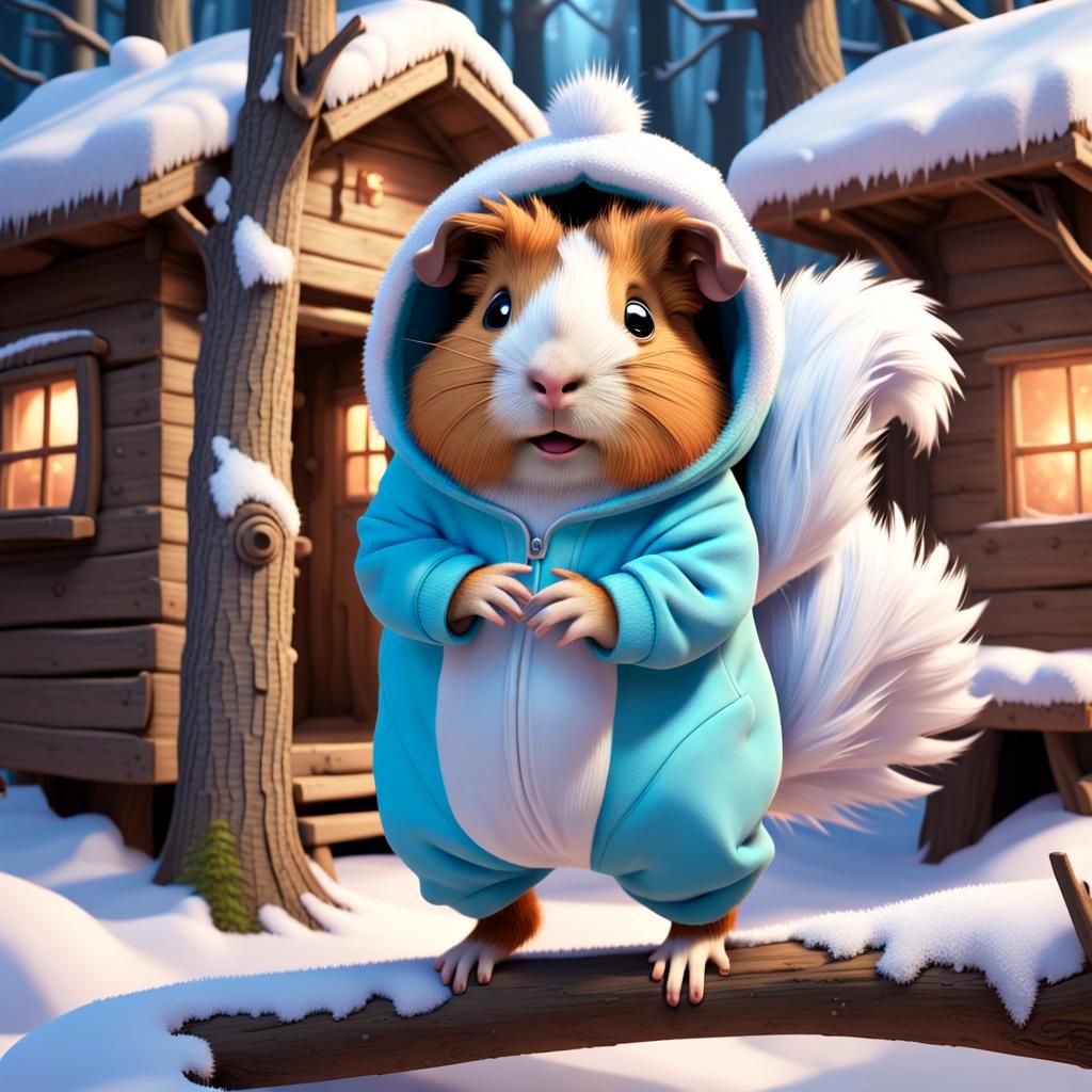 Guinea Pig in Squirrel Onesie: 3D Digital Art