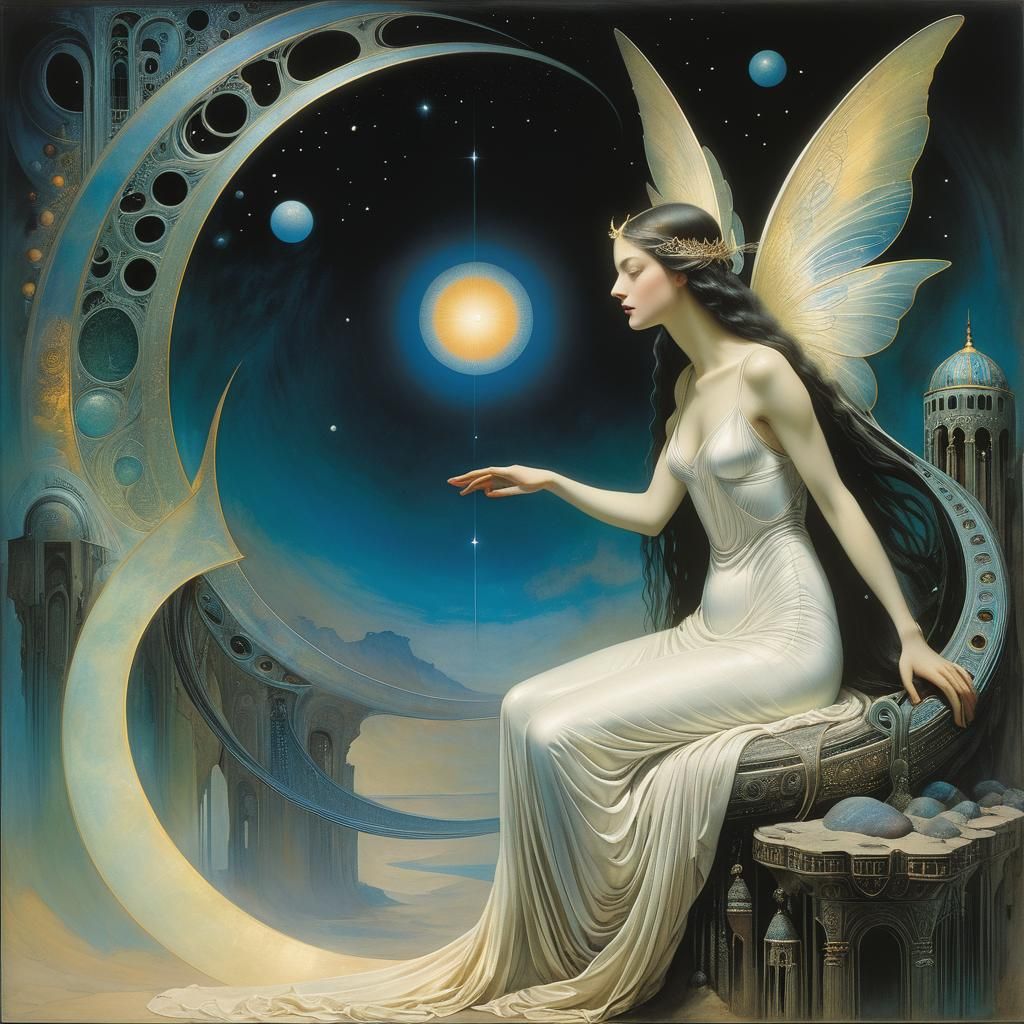 Angel of Light in Surreal Art Nouveau Style