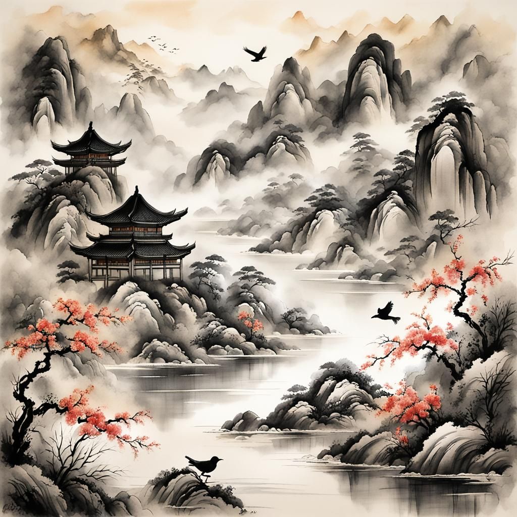 Chinese Freehand Bird-and-Flower Painting in Watercolor