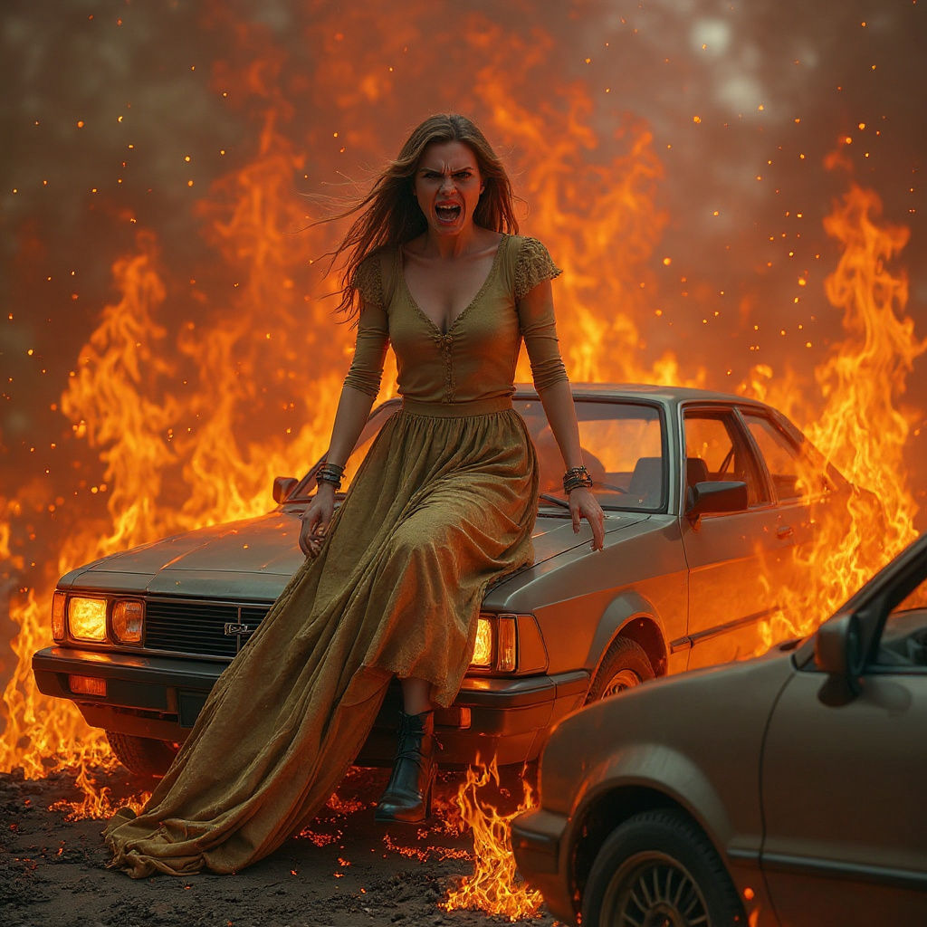 Surreal Car Meltdown: A Psychological Landscape