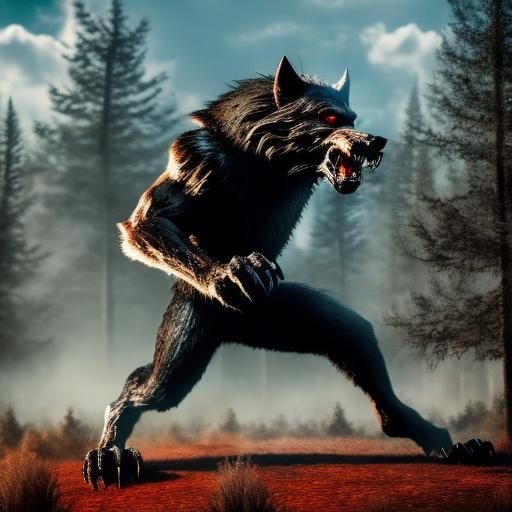 Fierce Werewolf Roams Texas Landscape