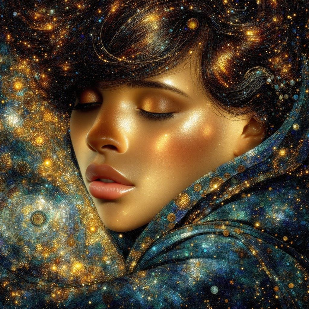 Woman Asleep in Ornate Bed in John Dyer Style