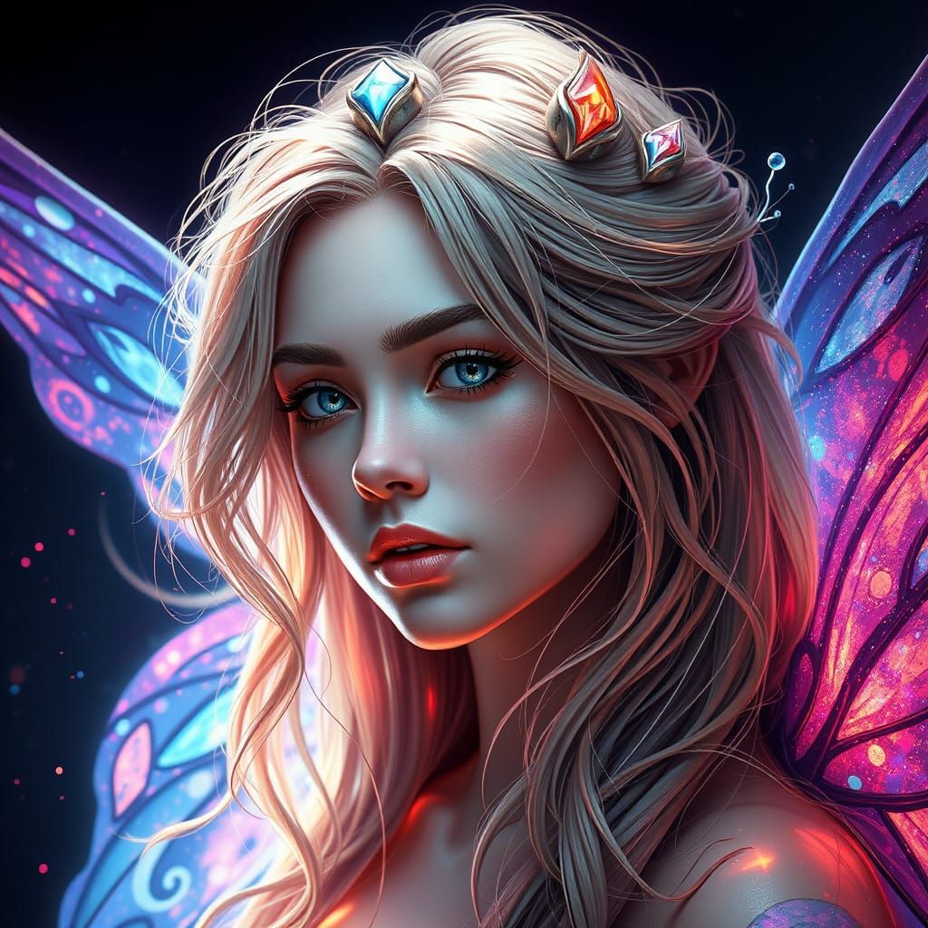 Ethereal Fairy Portrait in Triadic Colors