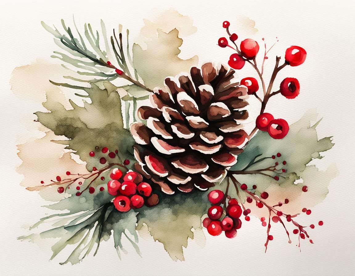 Whimsical Ink and Wash Pinecone Centerpiece