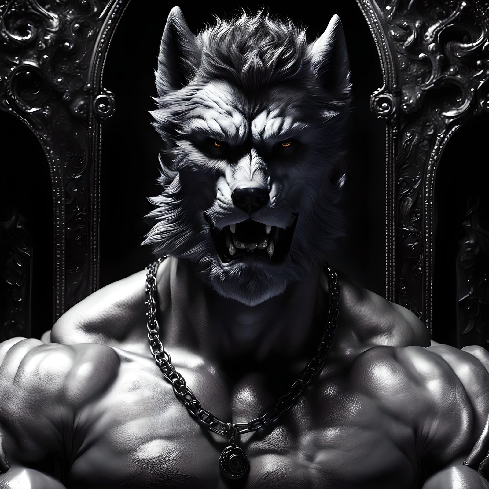 Werewolf Portrait in Dark Baroque Style