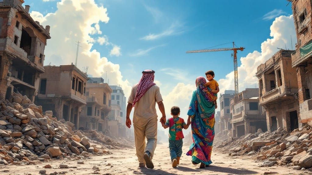 A Family's Hopeful Stride Through Rebuilt Gaza