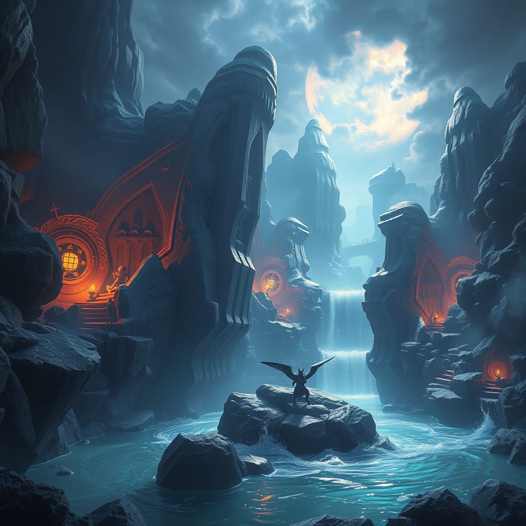 Surreal Fantasy World in Deep, Vibrant Colors