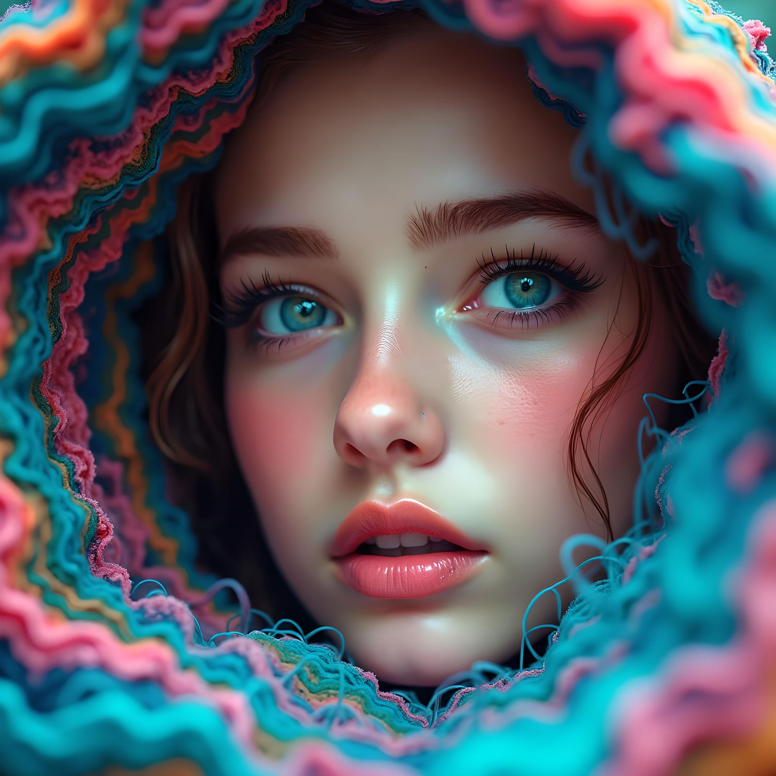 Surreal Close-up: Beautiful Human Chaos