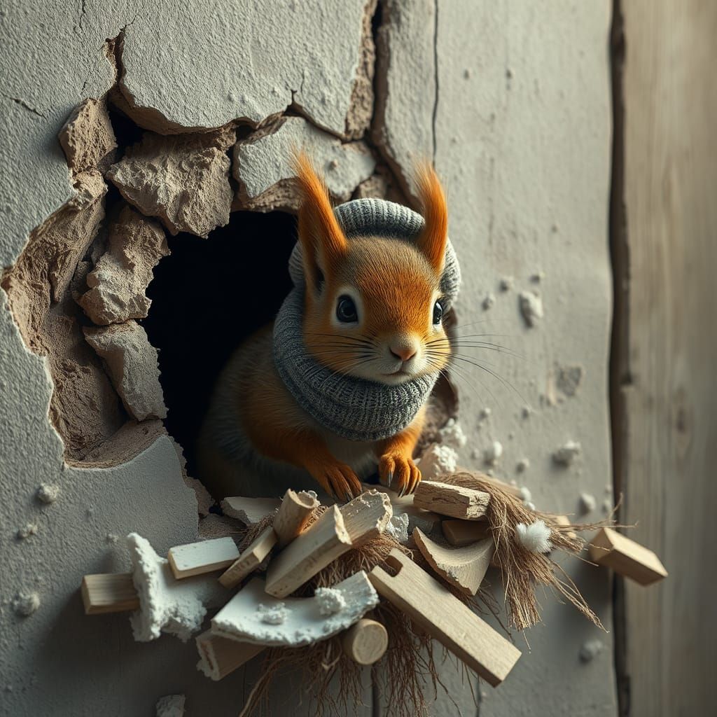 Squirrel Foraging: 3D Hyper Detailed Scene