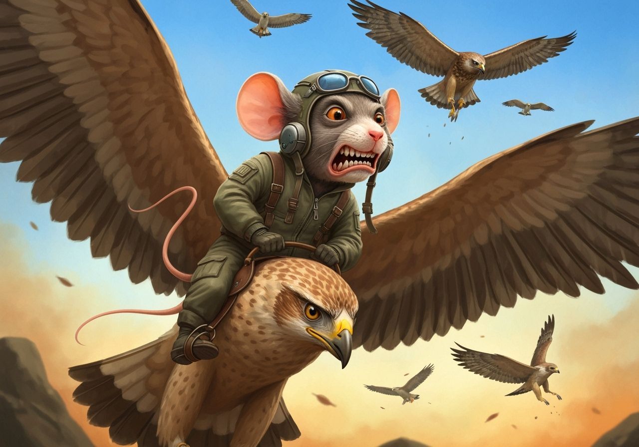 Mouse Pilot Rides Hawk into Aerial Battle