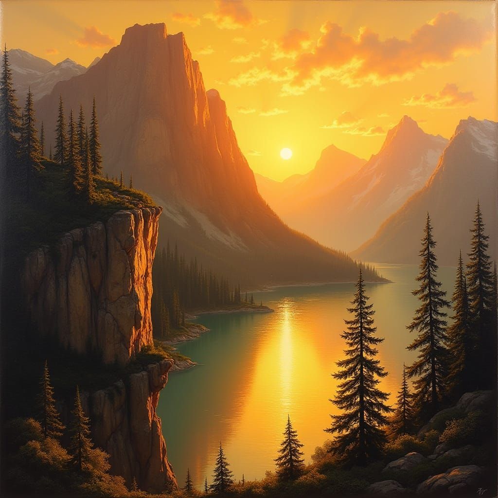 Golden Sunrise Over Majestic Mountains