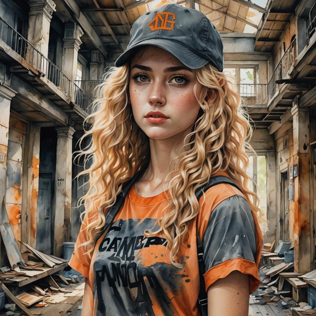 Young Woman in Camp Half-Blood Shirt, Watercolor