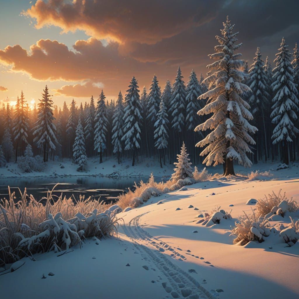 Magical Winter Wonderland at Dusk on New Year's Eve 2025