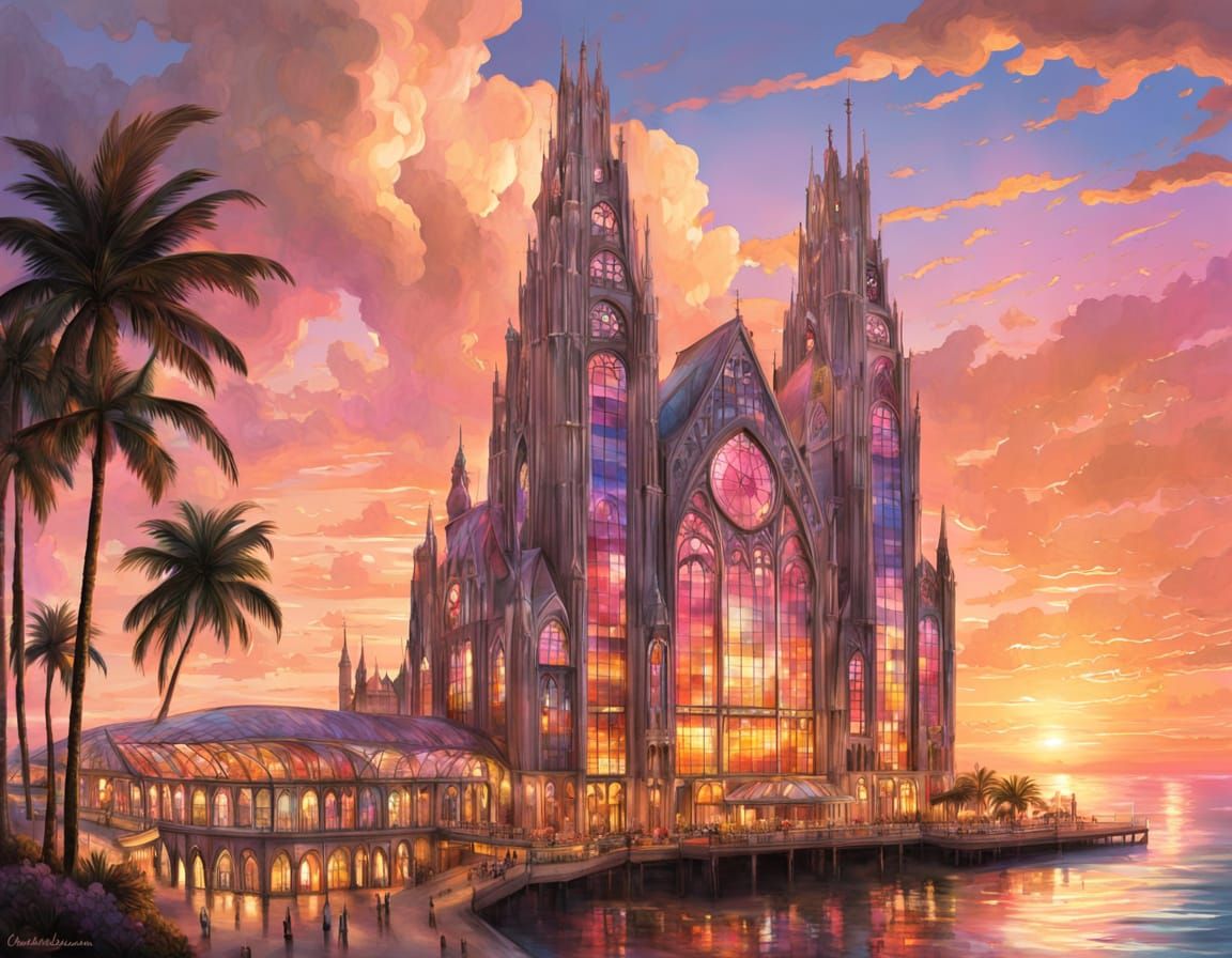 European gothic cathedral on the sea