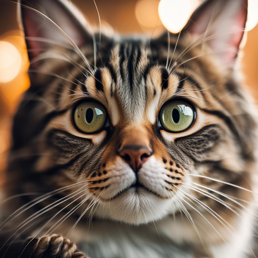 Adorable Cat Face Close-Up, Professional Photography