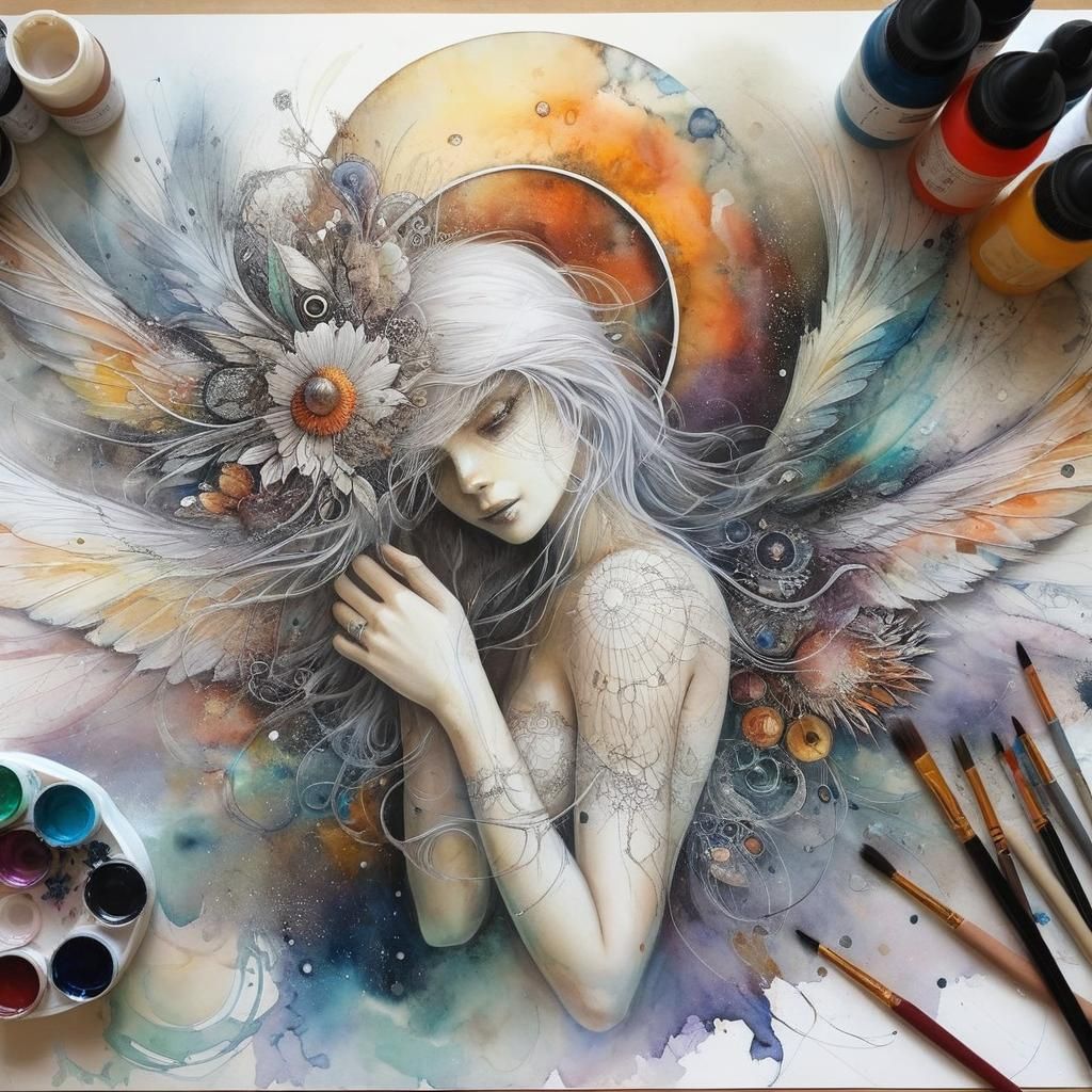 Surreal Crayon Drawings with Rainbow Fairy