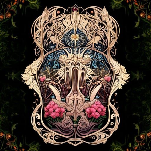 Art Nouveau Spacecraft Covered in Flowers