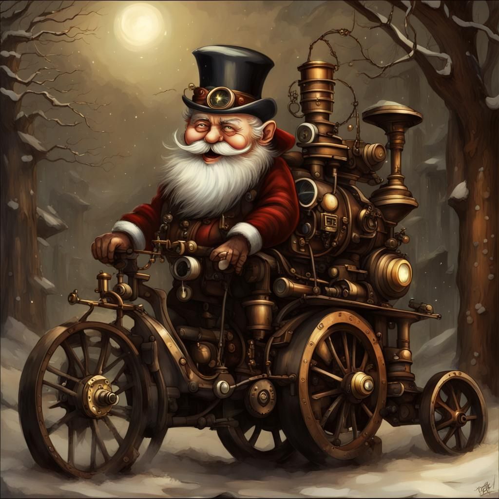 Steampunk Dark Elf Christmas Greeting