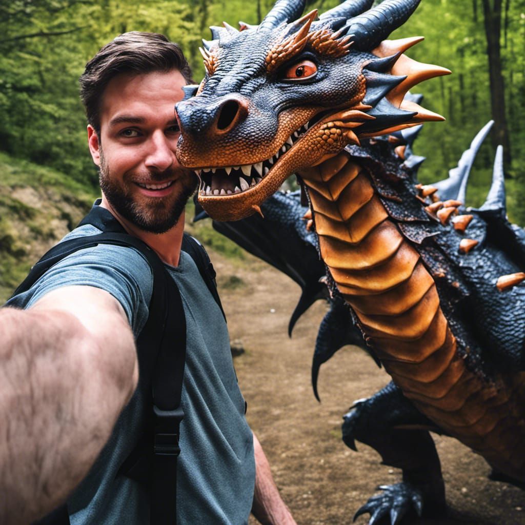 Selfie with a Dragon: A Whimsical Moment