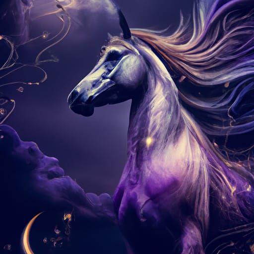 Fantasy Purple Horse of Liberty in Photorealistic Style
