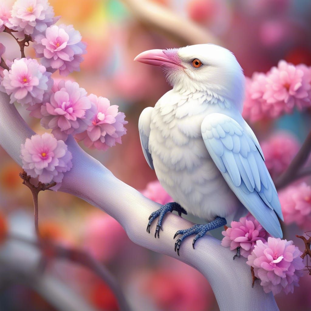 Cherry Blossom Albino Raven