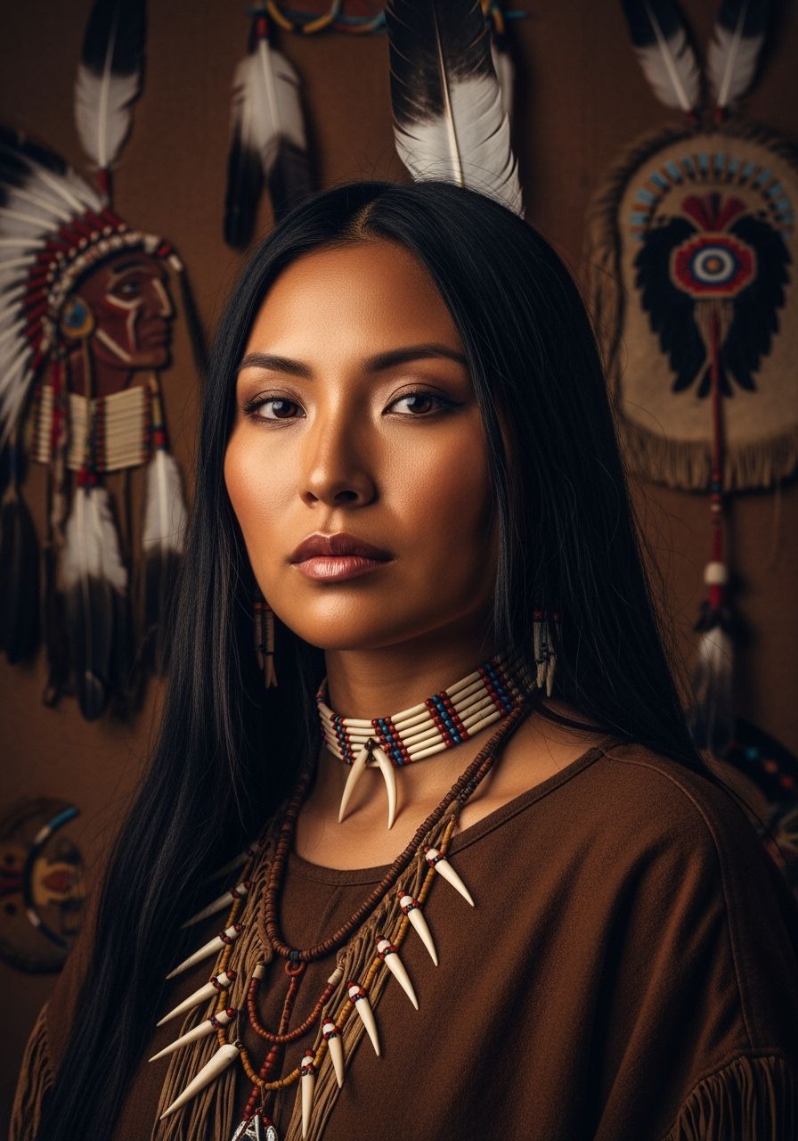 Striking Portrait of Native American Woman in Hyperrealism