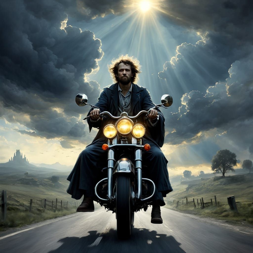 Heavenly Sunshine Beams Divine in Clouds