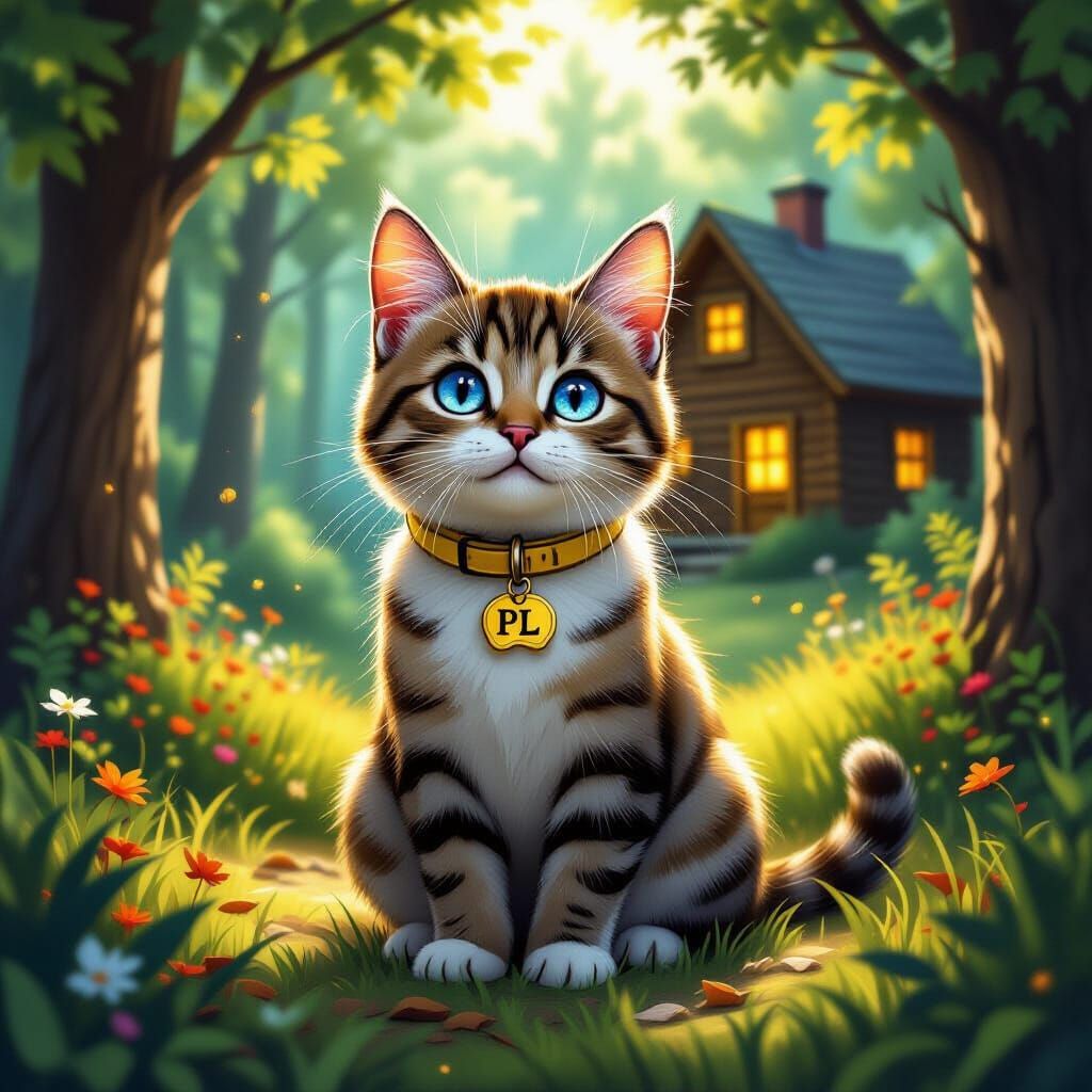 American Shorthair Cat in Sunlit Forest