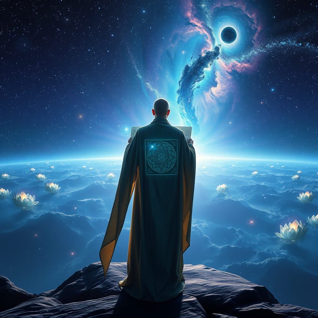 Ethereal Guardian Stares into Omniverse Portal