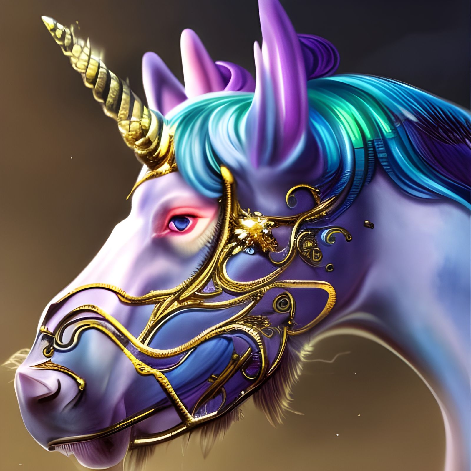 Cyberpunk Faberge Unicorn with Quartz Crystal Details