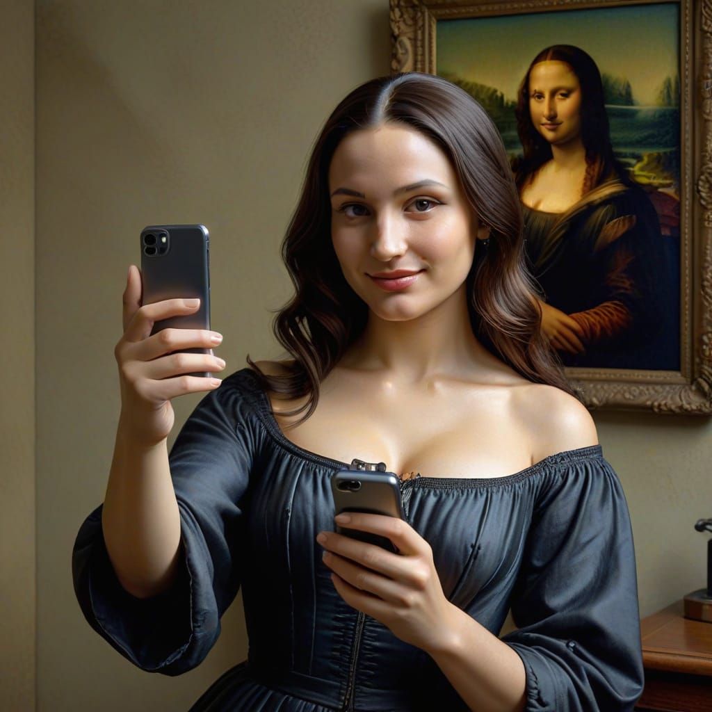 Sultry Mona Lisa Captures Selfie in High Realism