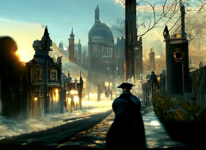 Jack the Ripper in Ominous Victorian London Scene