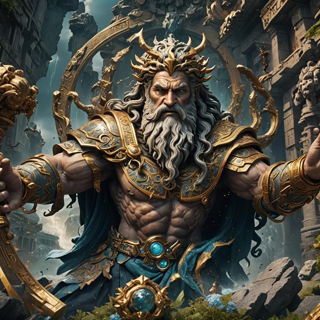 Zeus in Detailed Matte Painting Style