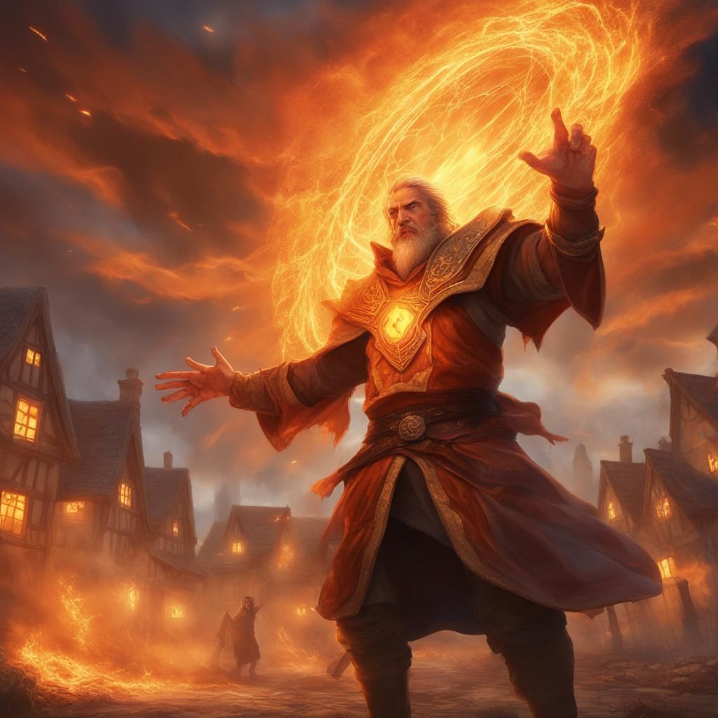 Mage Casting Shield Spell Against Fireball