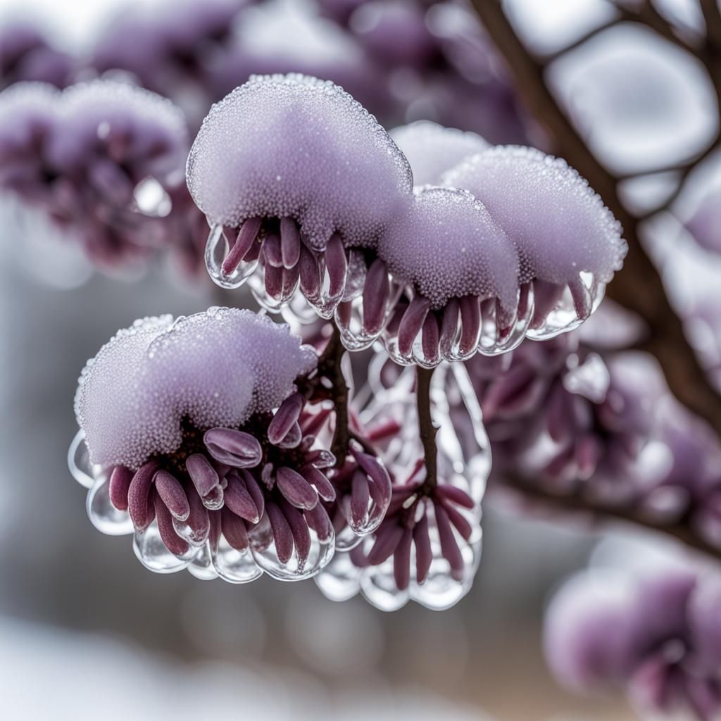 Iced Lilac Tree After Winter Storm