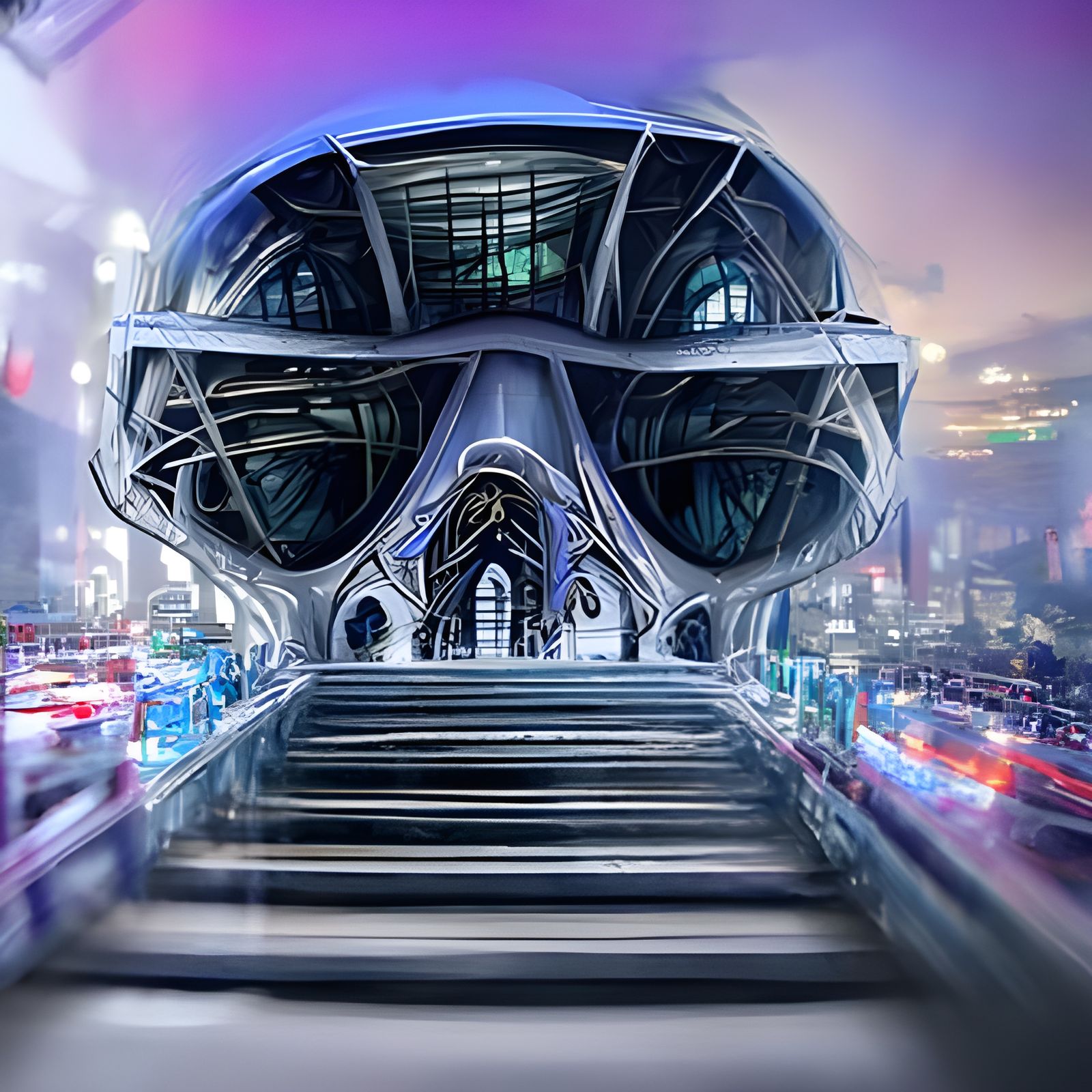 High-Tech Gothic Villain Lair in Digital Illustration